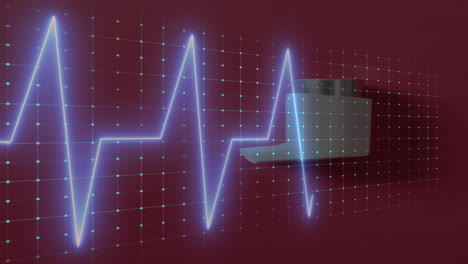 animation of cardiograph over inhaler on red background