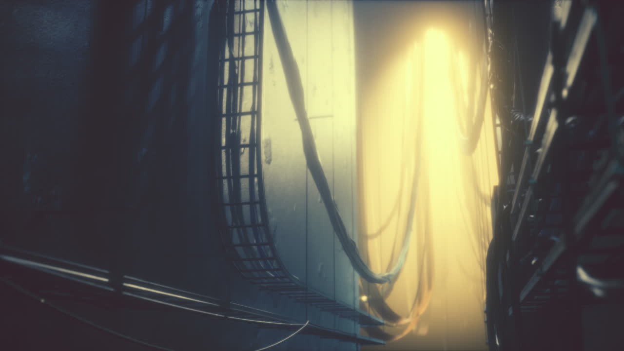 corredor futurista oscuro con luz brillante