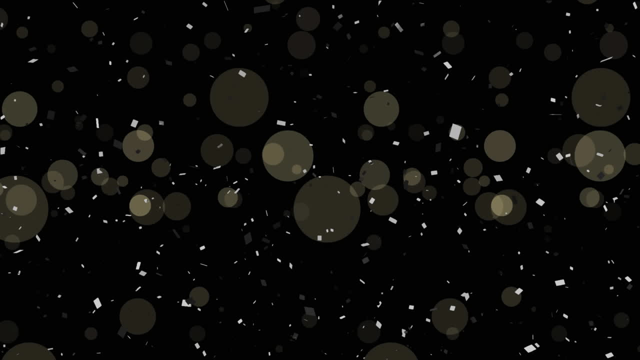 Animazione di punti luce e coriandoli su sfondo nero