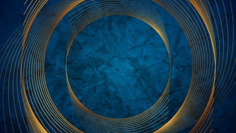 golden minimal round lines on dark blue grunge abstract background