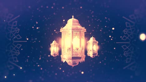 라마단 불: 빛나는 별과 함께 새벽 하늘 배경에 모로코 랜턴; 반달과 이드 무바라크 메시지 텍스트와 함께 불꽃놀이; 메시지 문자 또는 로고에 대한 복사 공간; 라마단 이드 캘리그라피