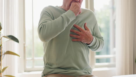 coughing, senior man and chest or sick