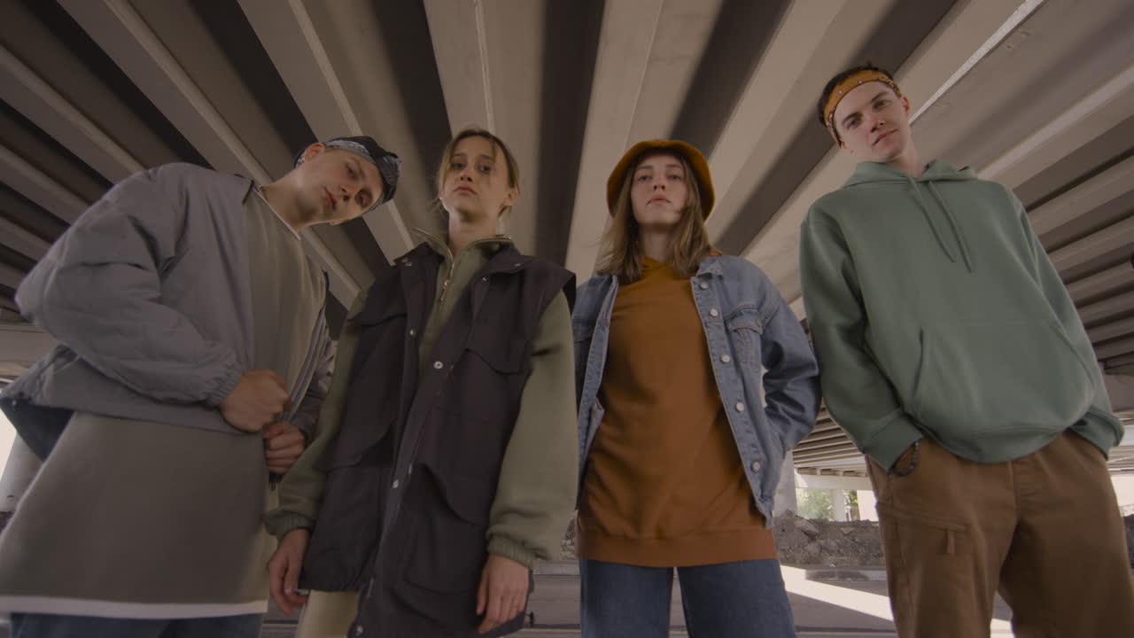 Young friends posing outdoors