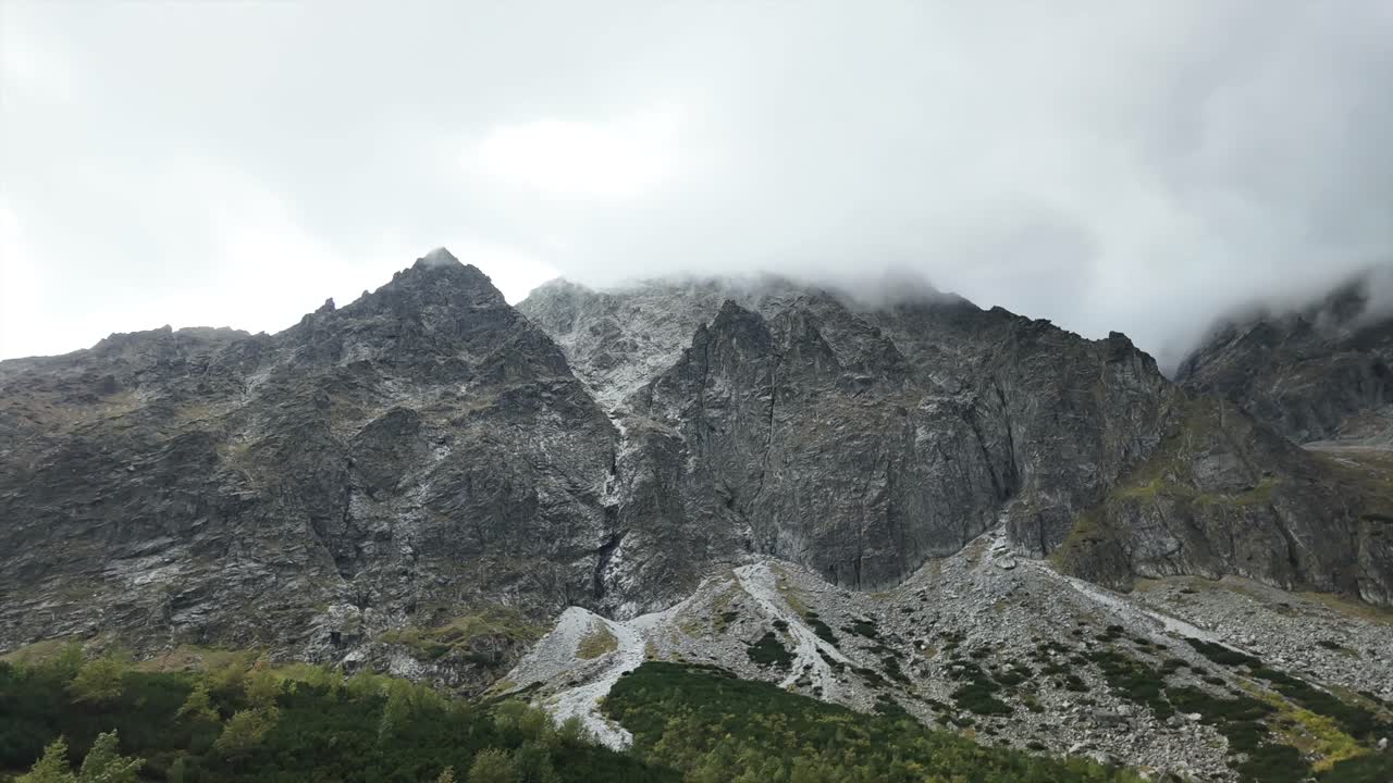 View from Green Pleso mountain hut in Slovakia towards Tatra Peaks, Time Lapse