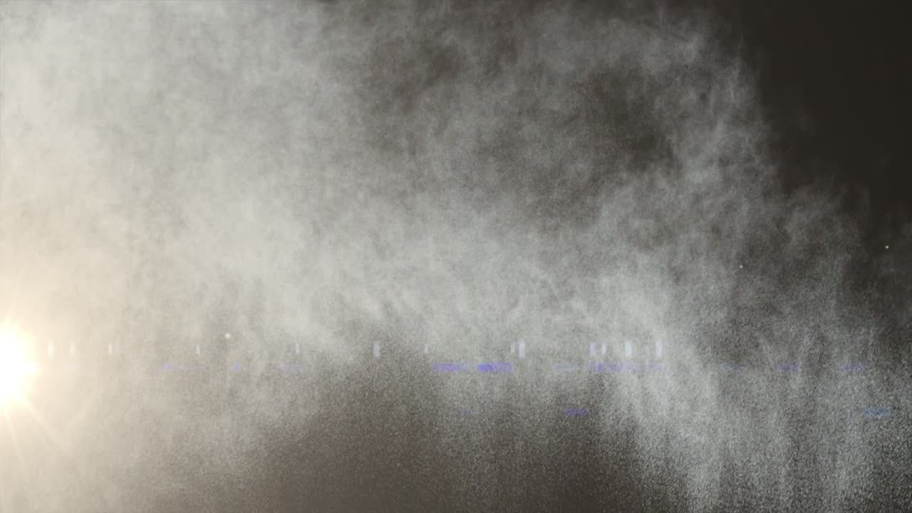 검은 바탕에 빛의 반점과 연기의 흔적의 애니메이션