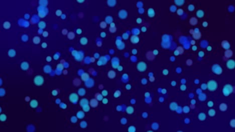 círculos de bokeh borrosos volando. animación de movimiento círculos borrosos de azul sobre un fondo negro. efecto desenfocado. composición horizontal, calidad de video 4k