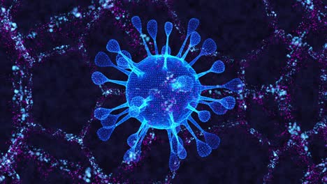 células de coronavirus covid-19 enfermedad infecciosa. transmisión rápida de la enfermedad. alta concentración de coronavirus. bucle de renderización 3d 4k