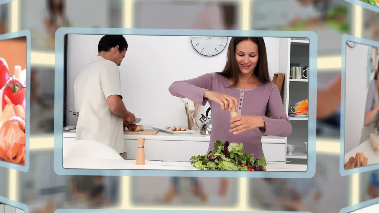 montaje de personas en la cocina