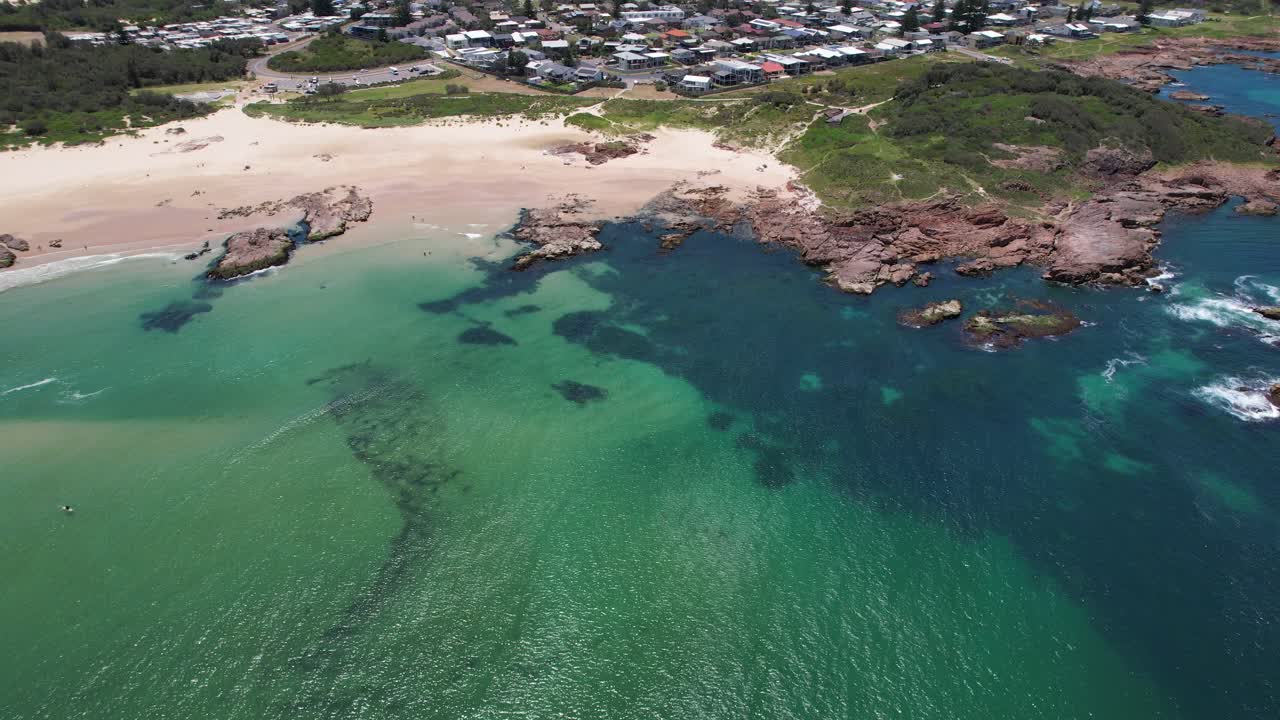 Anna Bay Point Lookout And Birubi Beach In New South Wales, Australia - Aerial Drone Shot