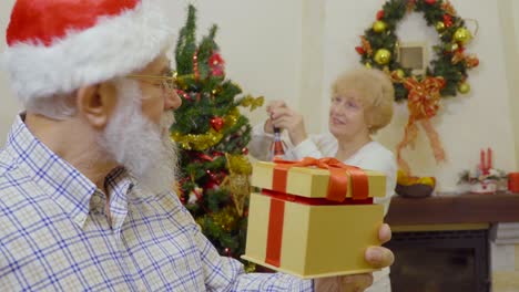 old man want to surprise his woman with christmas present