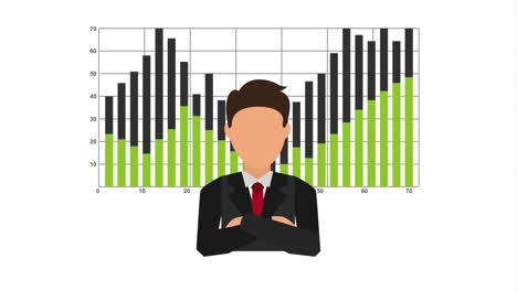 businessman with statistics financial graphic