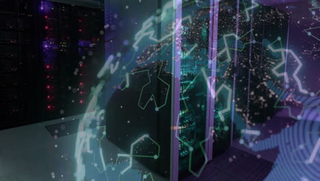 animazione del globo con connessioni tramite server informatico