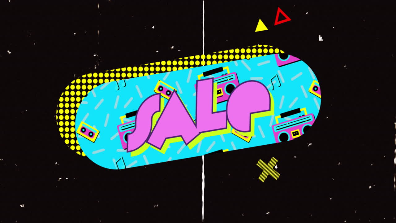 추상적인 모양으로 레트로 음성 거품에 판매 텍스트의 애니메이션