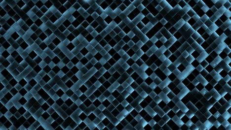 blue illuminated blocks moving in up and down pattern