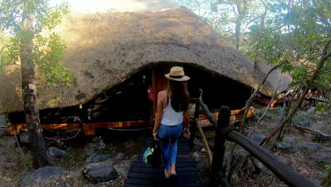 her hut is perfectly located on the game reserve