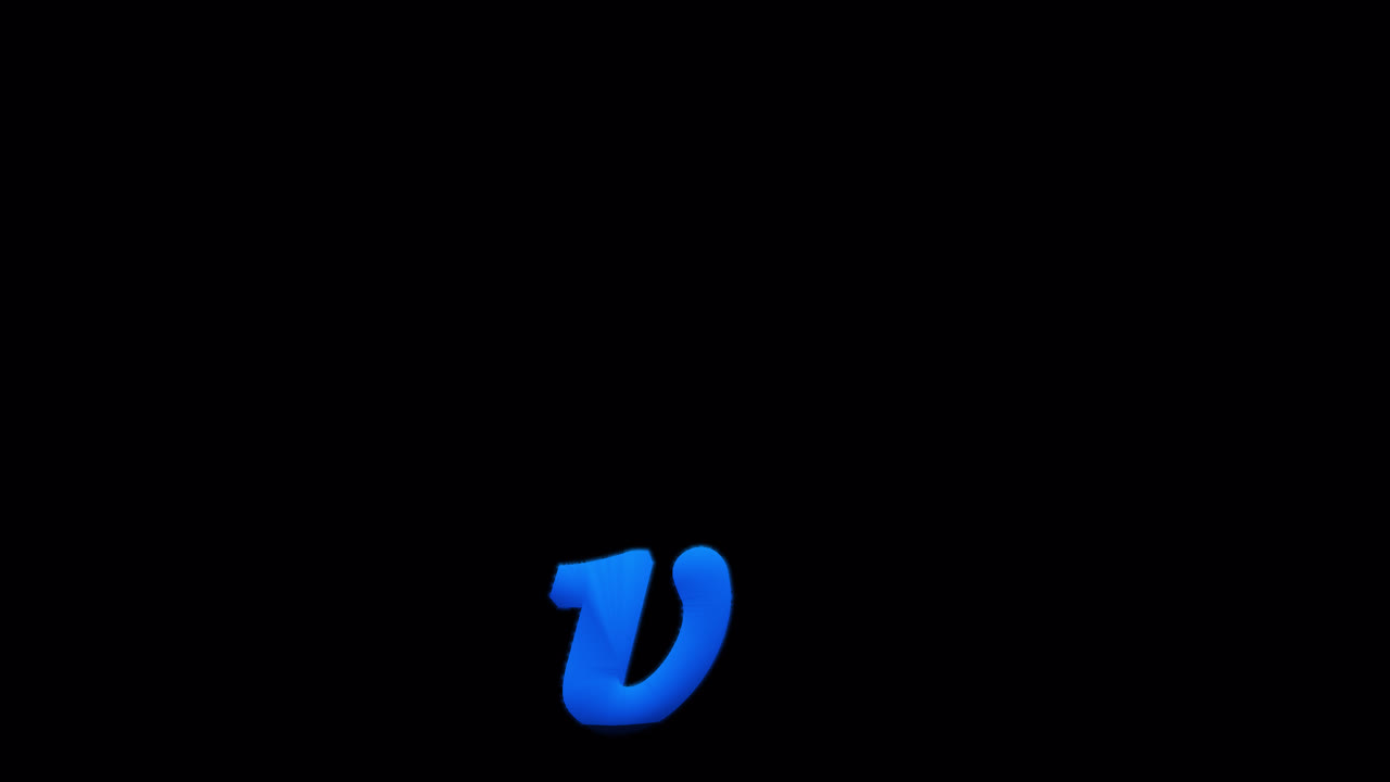 Lettera blu v Burning su canale alfa