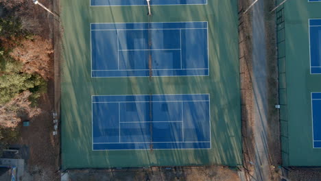 Ascending-Aerial-Above-Tennis-Courts-And-Baseball-Sportsfield,-Durham-NC