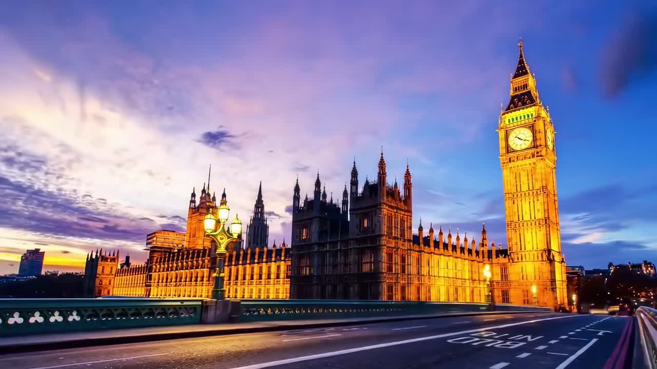 Uno splendido video al tramonto cattura il Big Ben e il Palazzo del Parlamento da un'angolazione bassa