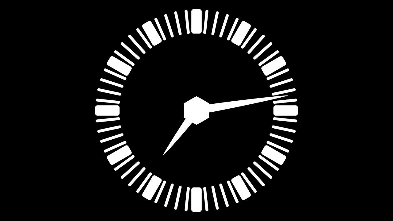 Stopwatch animated icon. Clock face with moving arrows. Time run. Cartoon flat animation of UI element.