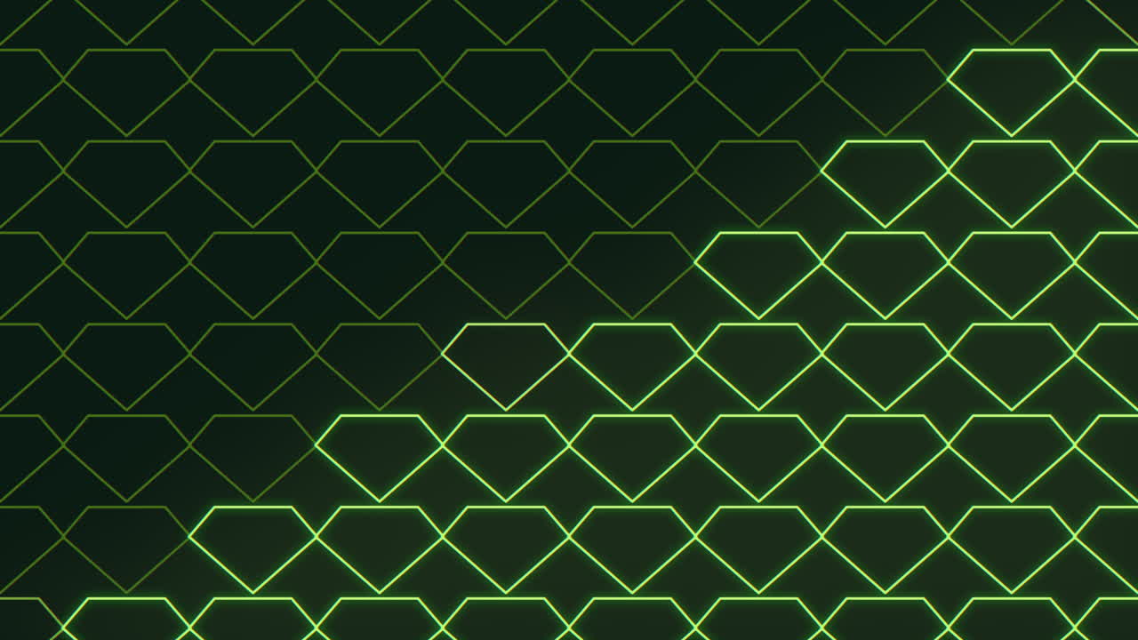 Abstract black and green geometric pattern with diamonds and triangles