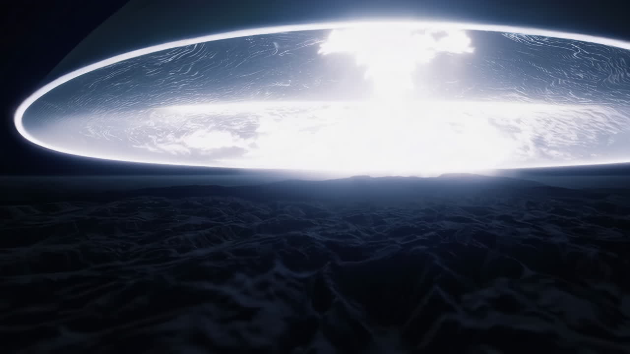 Alien spacecraft over a desolate planet