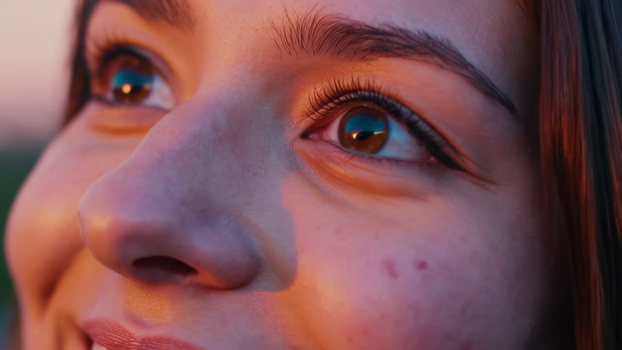 Close-up of a woman looking upwards