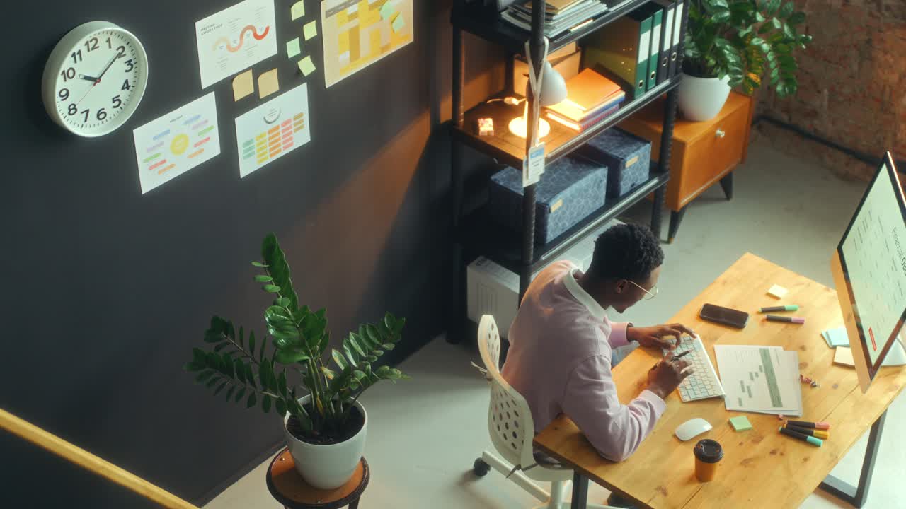 African American Businessman Working on Computer in the Office