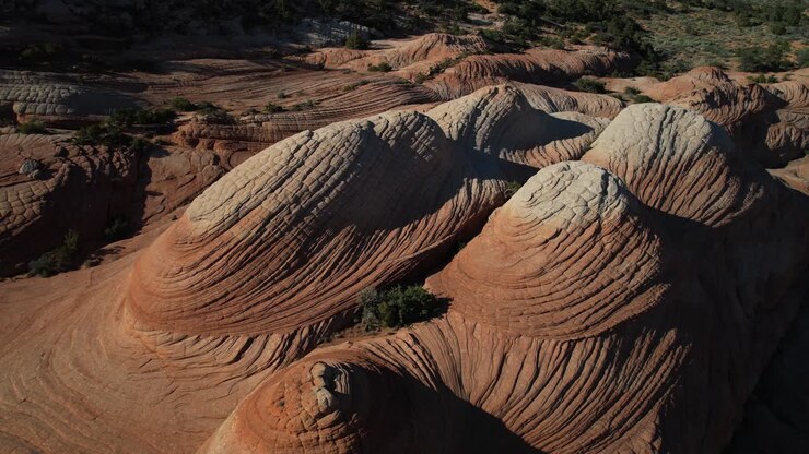 Aerial View of Amazing Rock Formations on Yant Flat Candy Cliffs Hiking Trail in Utah USA