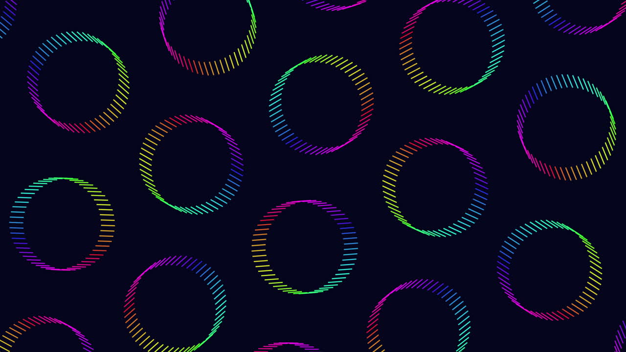 Futuristic circles pattern with rainbow neon lines