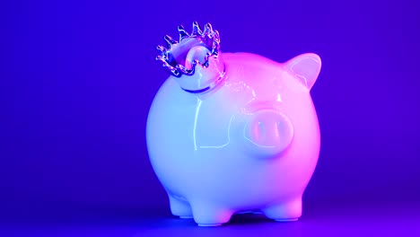 fashion trendy piggy bank with cyber punk light effects