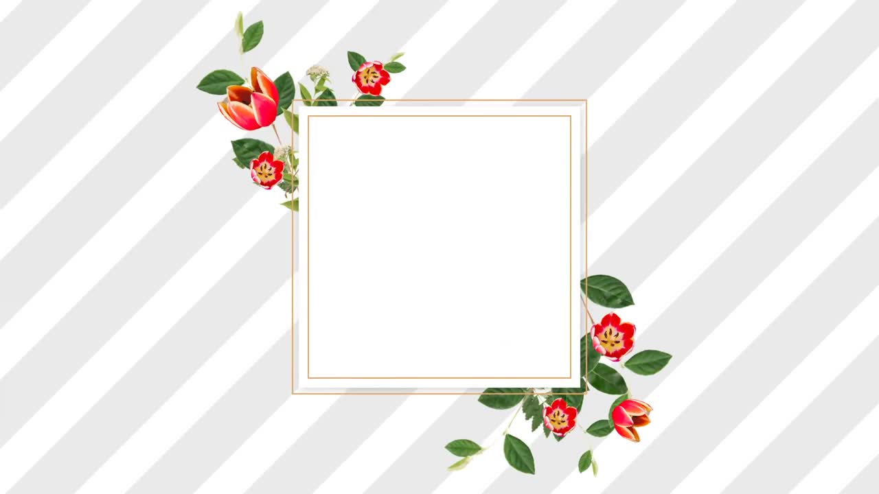Border design with pretty red tulips