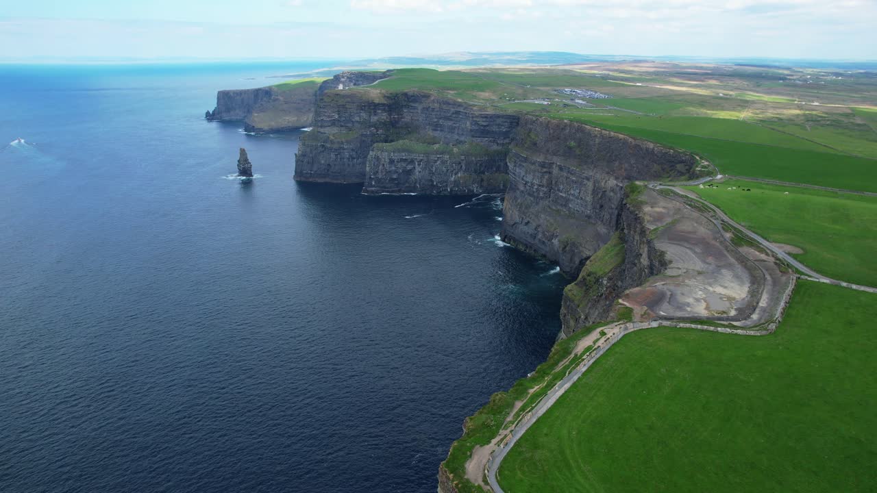 Cliffs of Moher stunning drone vista of this popular tourist destination in the West of Ireland