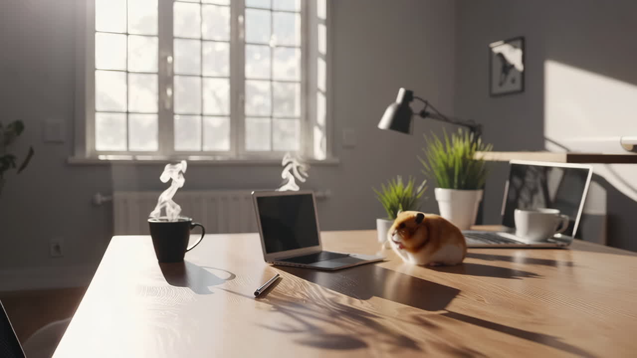 Hamster at a Home Office Desk