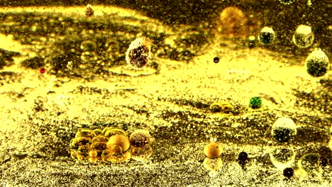 bubbles in mixture of vegetable oil and water