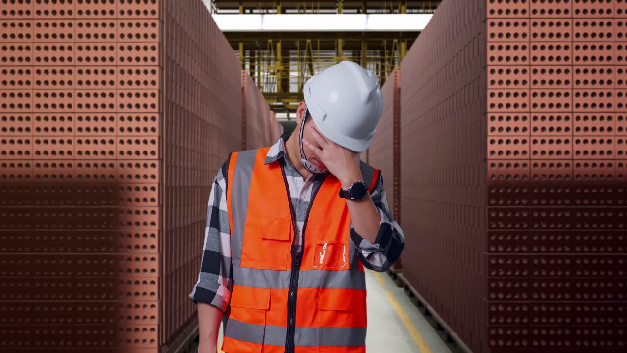 trabajador de fábrica estresado