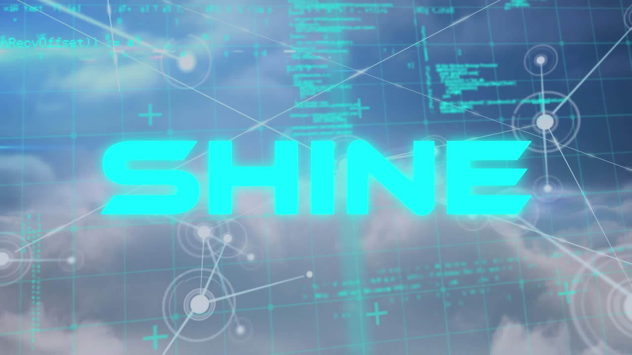 클라우드에서 빛나는 텍스트와 데이터 처리의 애니메이션