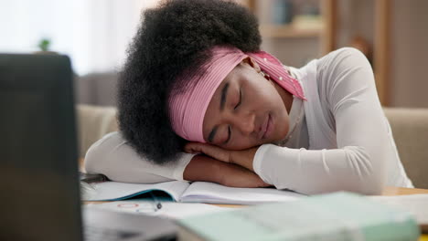 tired student sleeping at her desk