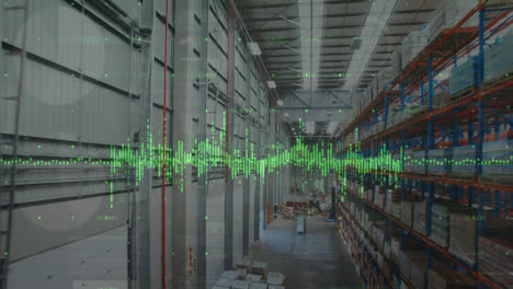 animation of data processing over empty warehouse