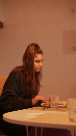 woman eating dinner