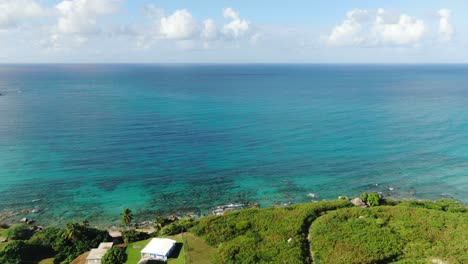 aerial view of tropical coastline and ocean