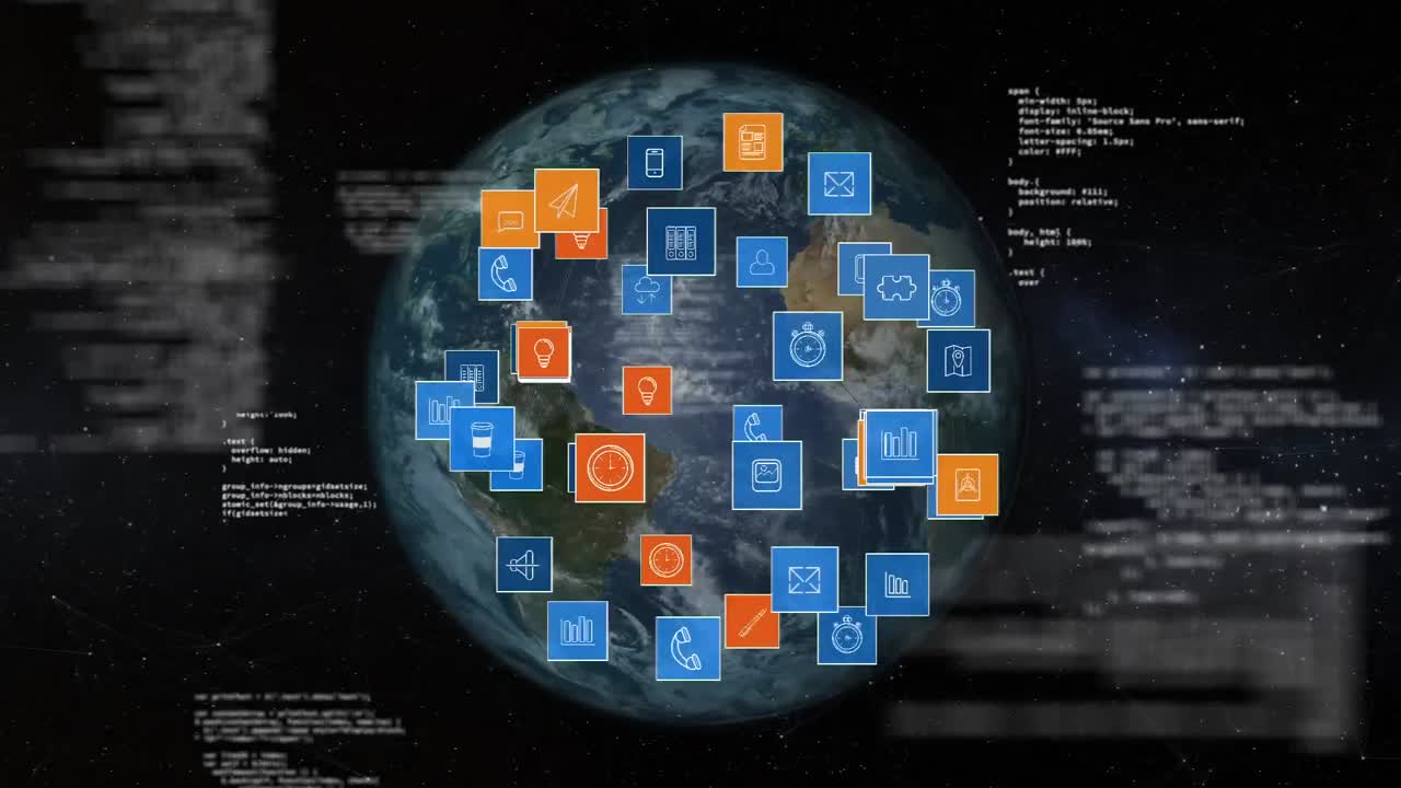 Globe and digital apps icons