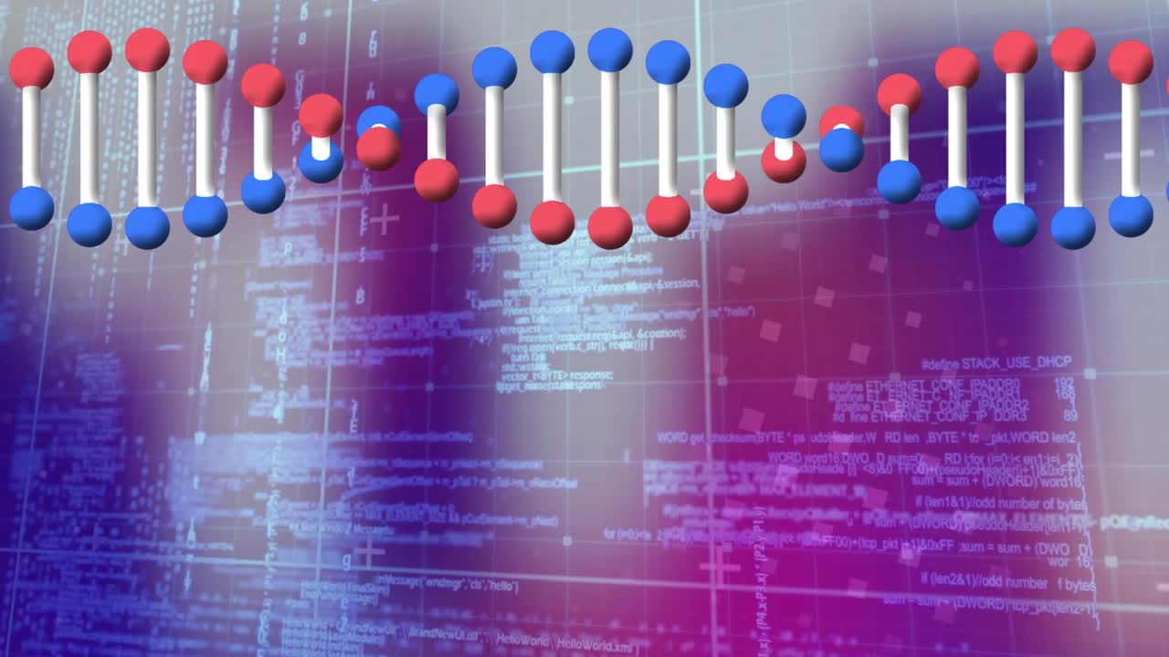 Animation of data processing over dna strand