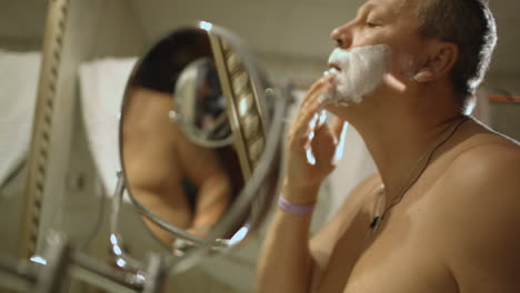 man preparing for shaving