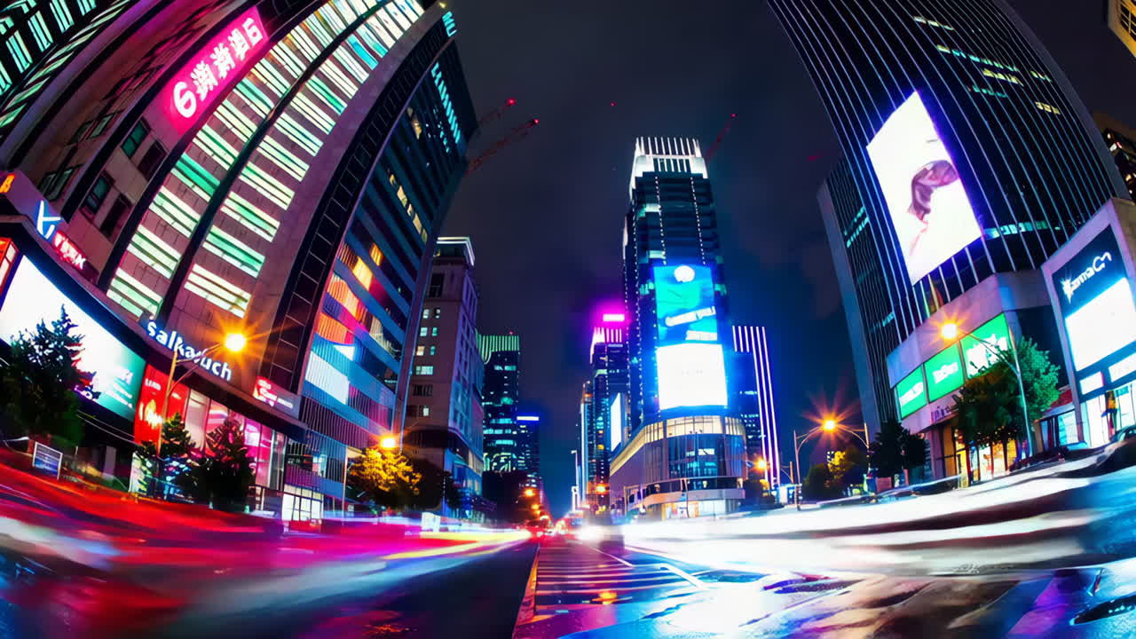 Night Cityscape with Long Exposure Traffic