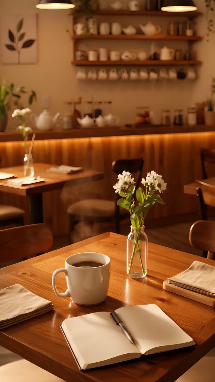 Interno di caffè estetico con atmosfera accogliente 4K