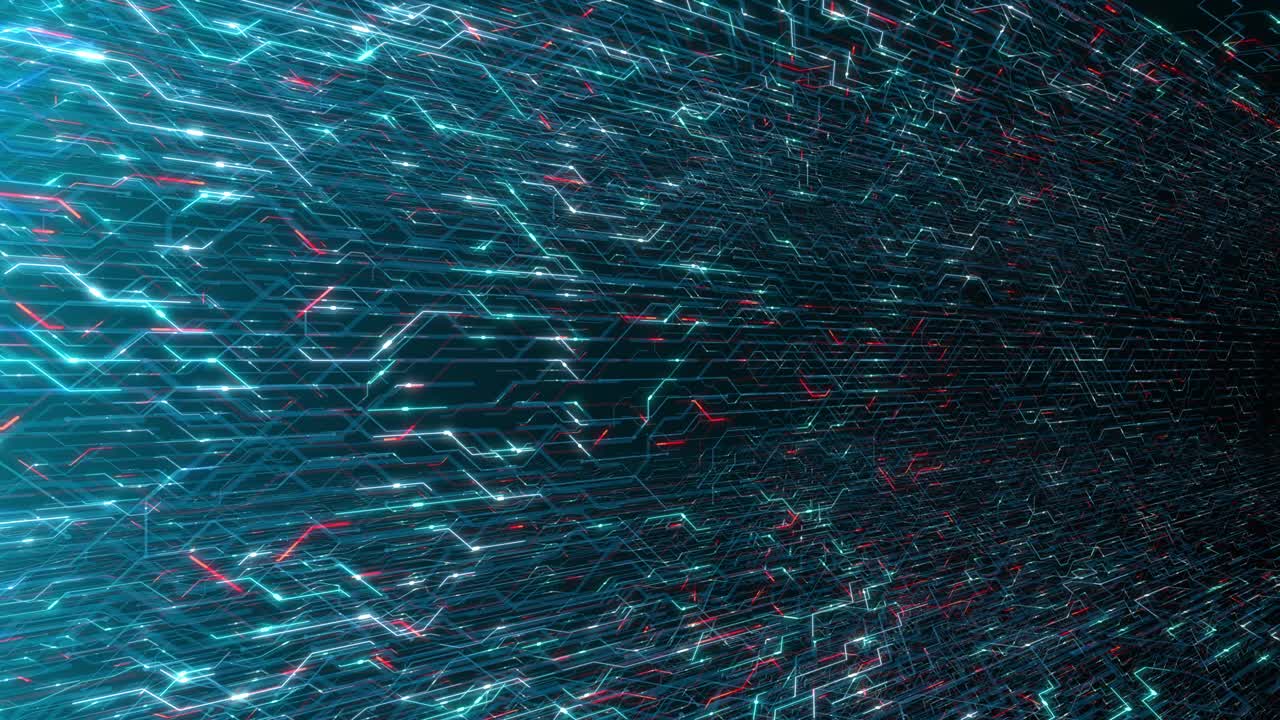 4K seamless loop abstract futuristic electronic circuit board.