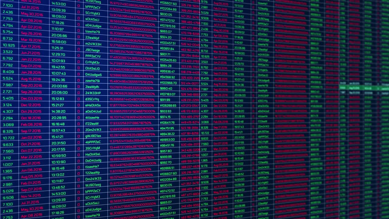 Digital loop background of stock market values tables tickers companies indexes evolving growing