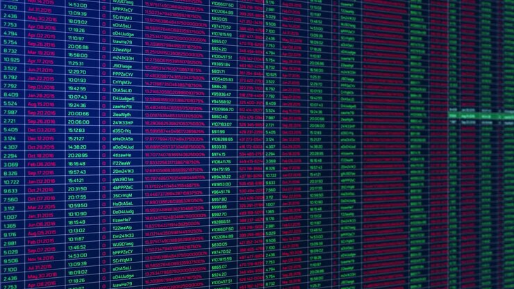 Digital loop background of stock market values tables tickers companies indexes evolving growing