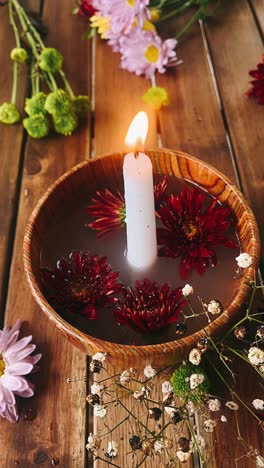 aromatic candle with flowers