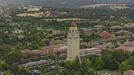 stanford city california aerial v2 cinematic drone fly around university campus area, dynamic zoom in close to renowned landmark hoover tower observation platform - shot with mavic 3 cine - june 2022